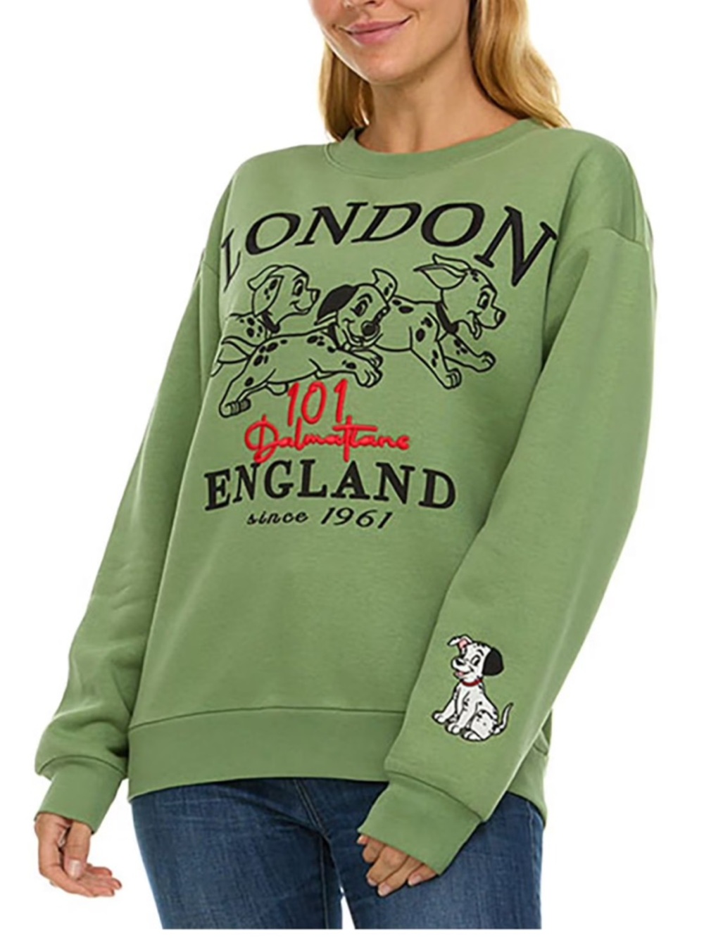 NWOT DISNEY 101 Dalmatians Green Sweatshirt
